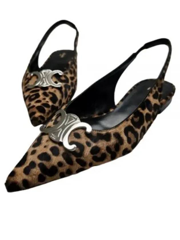 Alma Triomphe Leopard Print Slingback Flat Brown - CELINE - BALAAN 2