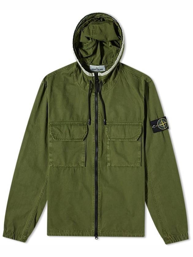 Wappen Patch Old Treatment Hooded Zip Up Olive Green - STONE ISLAND - BALAAN 2