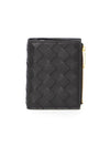 Intrecciato Small Leather Half Wallet Black - BOTTEGA VENETA - BALAAN 1