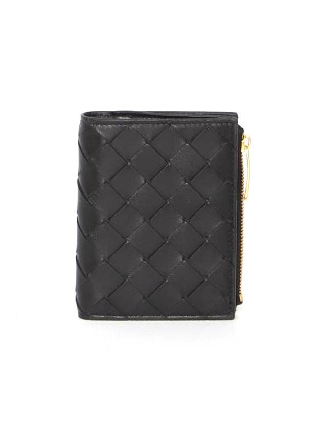 Intrecciato Small Leather Half Wallet Black - BOTTEGA VENETA - BALAAN 1