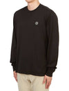 Logo Patch Cotton Jersey Long Sleeve T-Shirt Black - STONE ISLAND - BALAAN 3