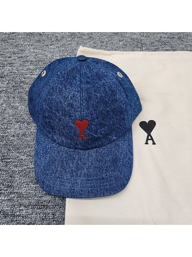 Denim Heart Logo Ball Cap Navy - AMI - BALAAN 4