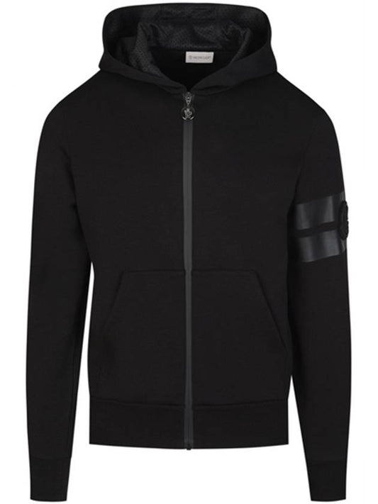 Logo Patch Zip Up Hoodie Black - MONCLER - BALAAN 2