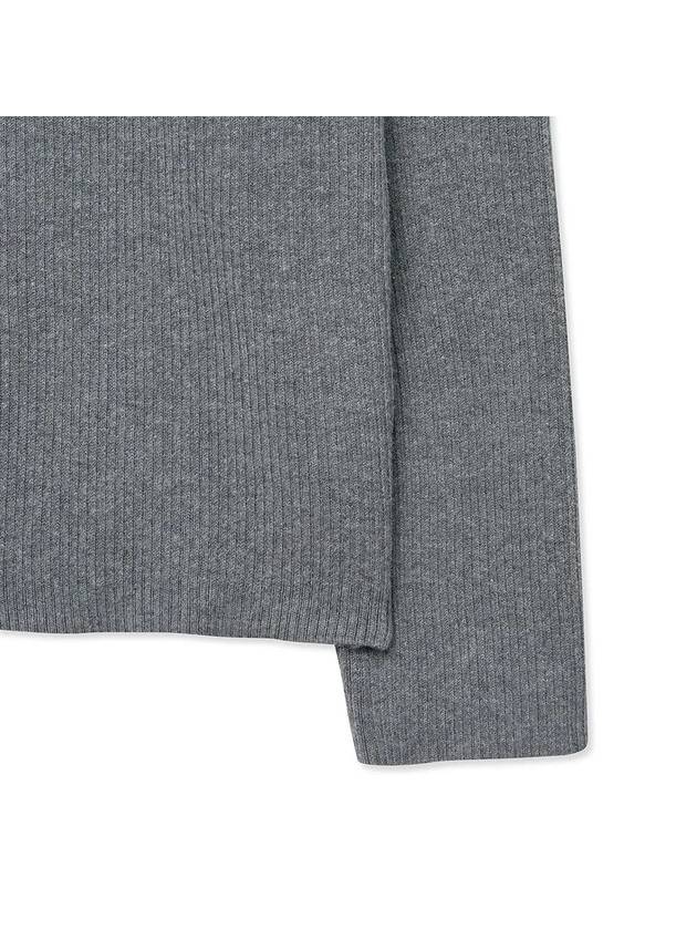 Cotton ribbed henley neck knit gray - NOIRER - BALAAN 7