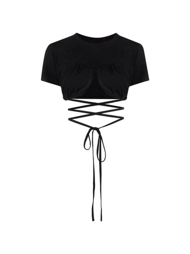 Le Bassy Gathered Bra Short Sleeve T-Shirt Black - JACQUEMUS - BALAAN 1