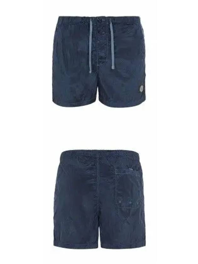 Logo Patch Swim Shorts Navy - STONE ISLAND - BALAAN.