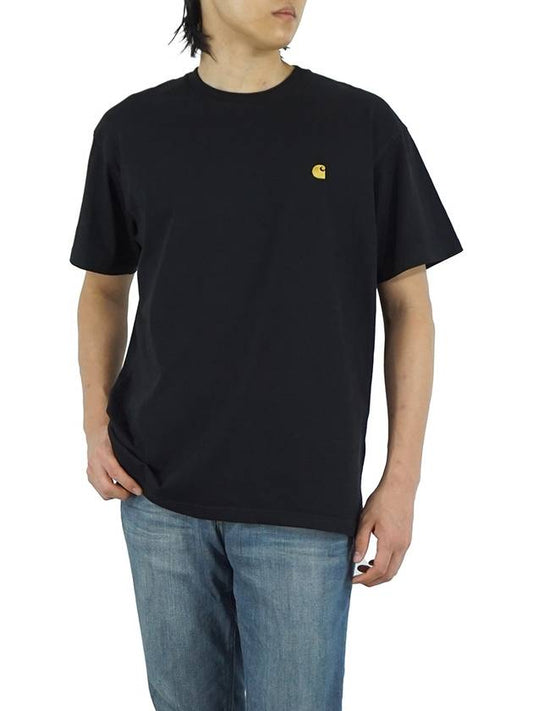 Men's Chase Mini Embroid Logo Short Sleeve T-Shirt Black - CARHARTT WIP - BALAAN 2