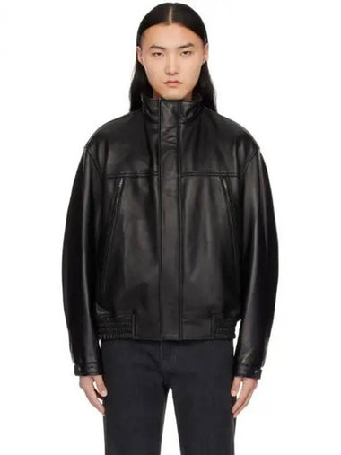 Black hooded leather jacket 241221M181000 1150844 - SOLID HOMME - BALAAN 1