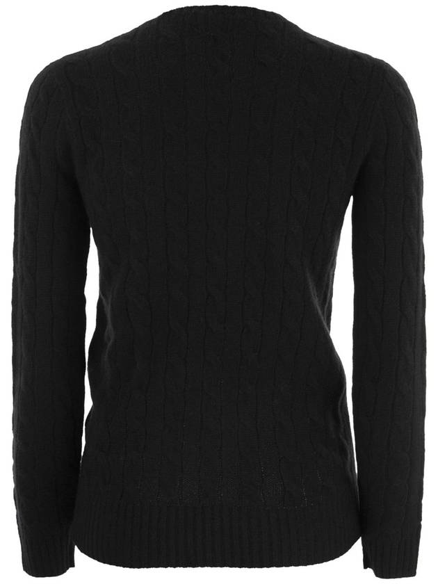 Embroidered Logo Pony Cable Knit Top Black - POLO RALPH LAUREN - BALAAN 3