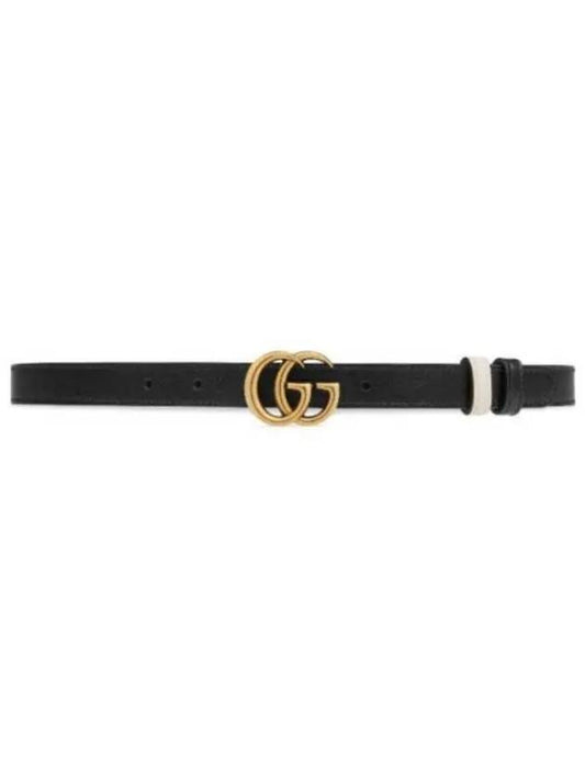 GG Marmont Reversible Thin Belt Black White - GUCCI - BALAAN 2