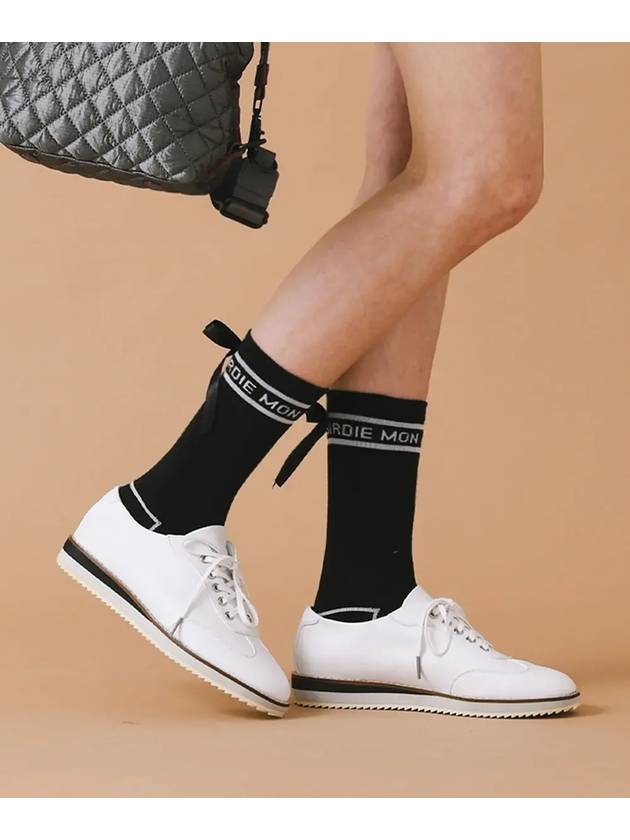 Ribbon script middle socks BLACK - MONBIRDIE GOLF - BALAAN 6