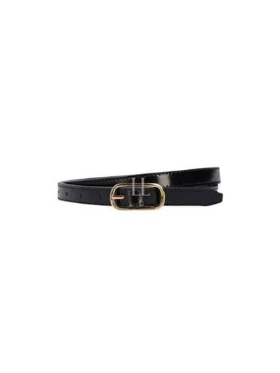 Gold Tone Metal Buckle Slim Leather Belt Black - TOTEME - BALAAN 2