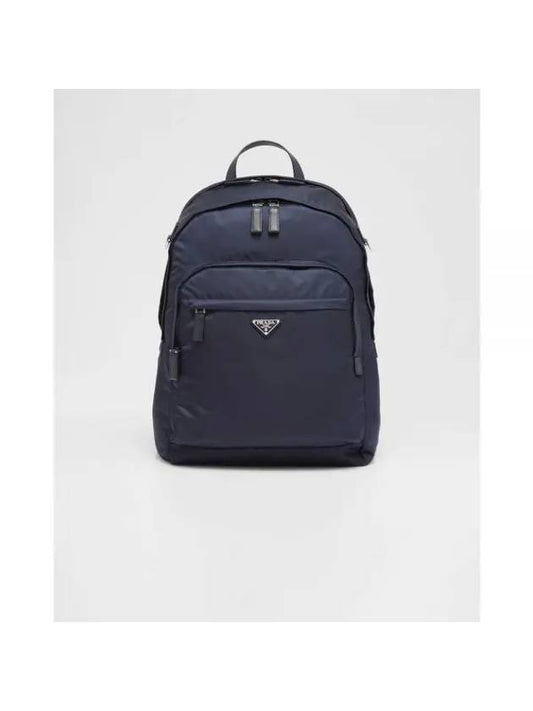 Re-Nylon Saffiano Leather Backpack Blue - PRADA - BALAAN 1