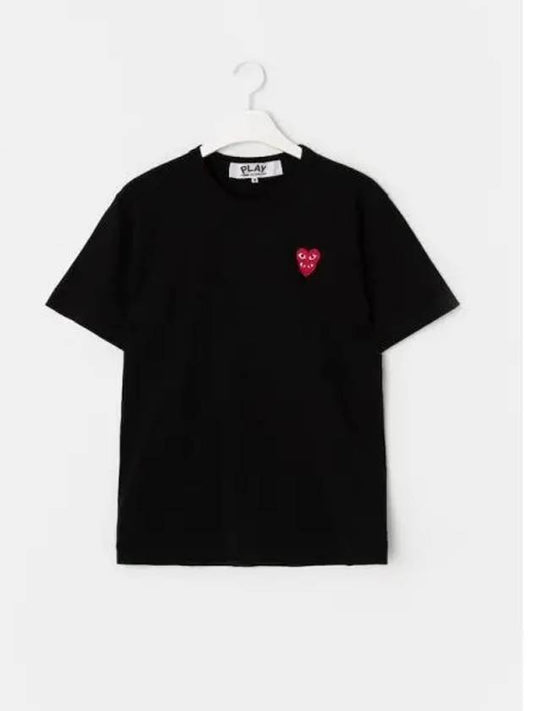 Women s Double Red Heart Waffen T Shirt Black Domestic Product GM0023051586902 - COMME DES GARCONS PLAY - BALAAN 1