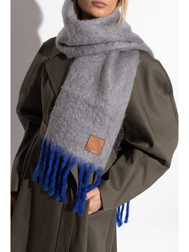 Mohair Wool Scarf Grey Blue - LOEWE - BALAAN 3