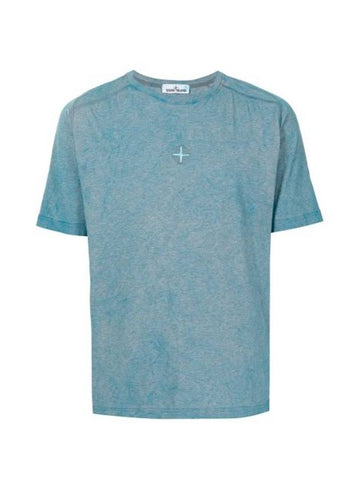 Stone Island 22993 Dusted Logo TShirt Aqua 741522993V1M44 - STONE ISLAND - BALAAN 1