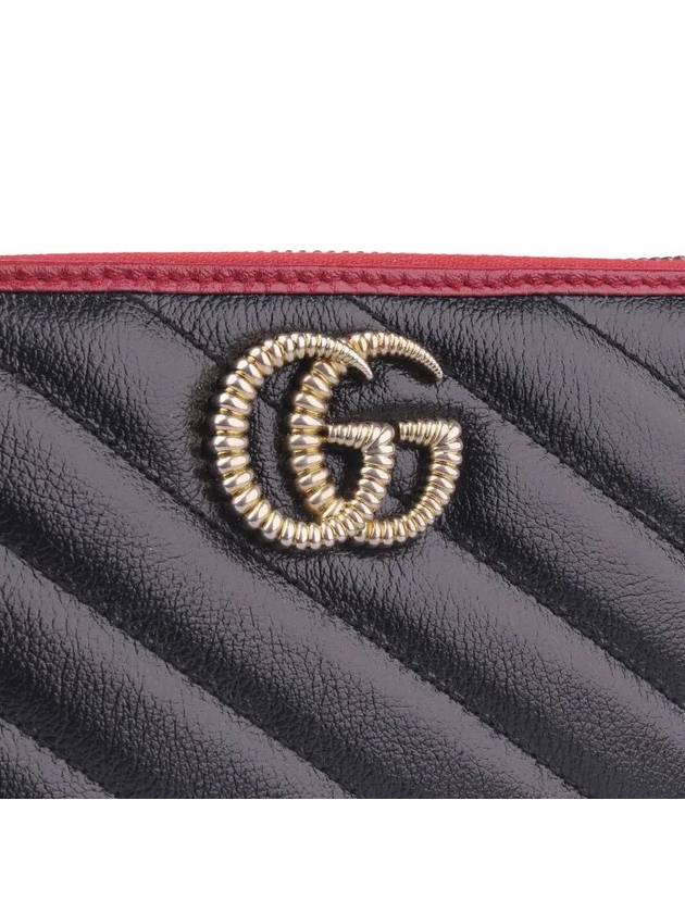 Matelasse Zipped Leather Long Wallet Black - GUCCI - BALAAN.