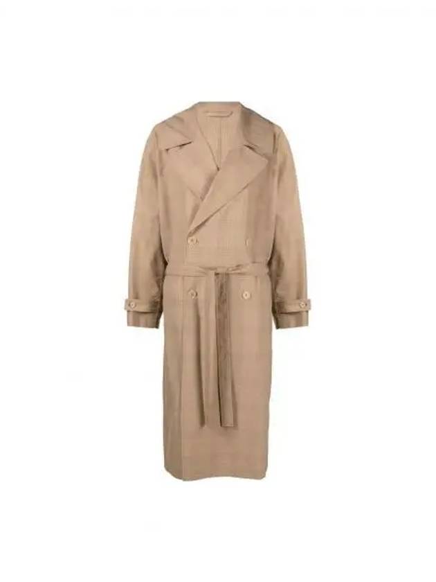 Check Pattern Over Double Breasted Coat Beige - LEMAIRE - BALAAN 2