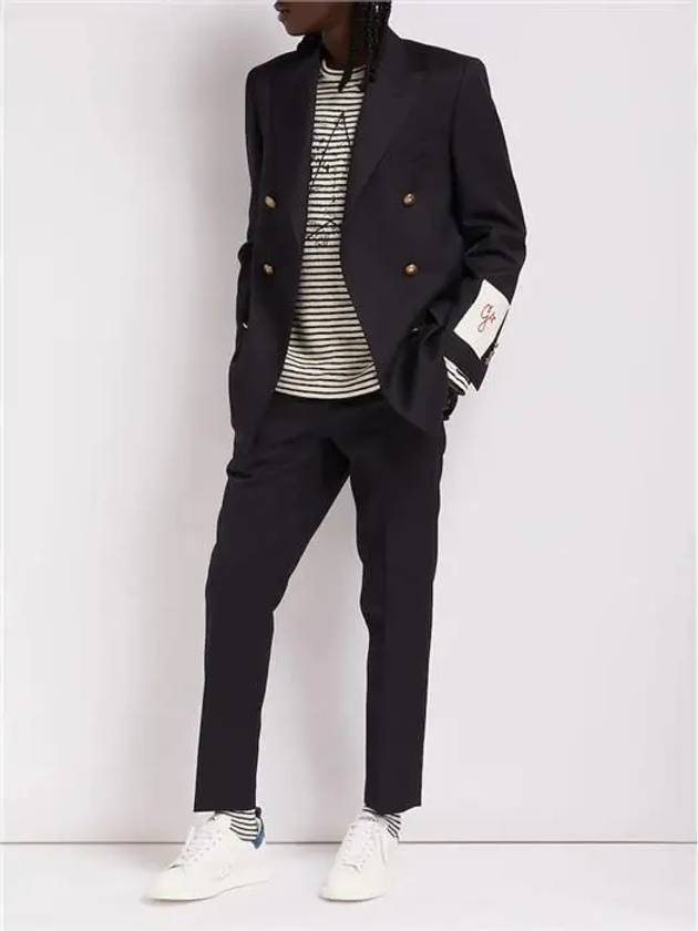 Milano Compact Gabardine Wool Straight Pants Blue - GOLDEN GOOSE - BALAAN 5