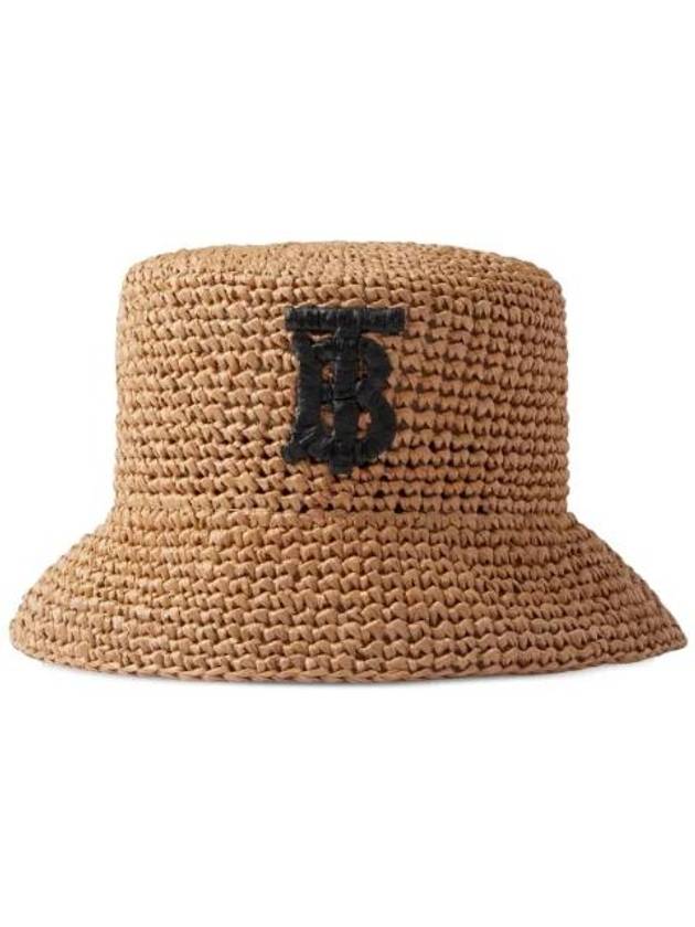 Monogram Patch Raffia Bucket Hat Beige - BURBERRY - BALAAN 1