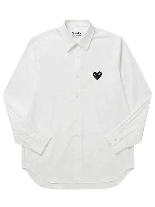 Play Black Heart Patch Long Sleeve Shirt White - COMME DES GARCONS - BALAAN 2