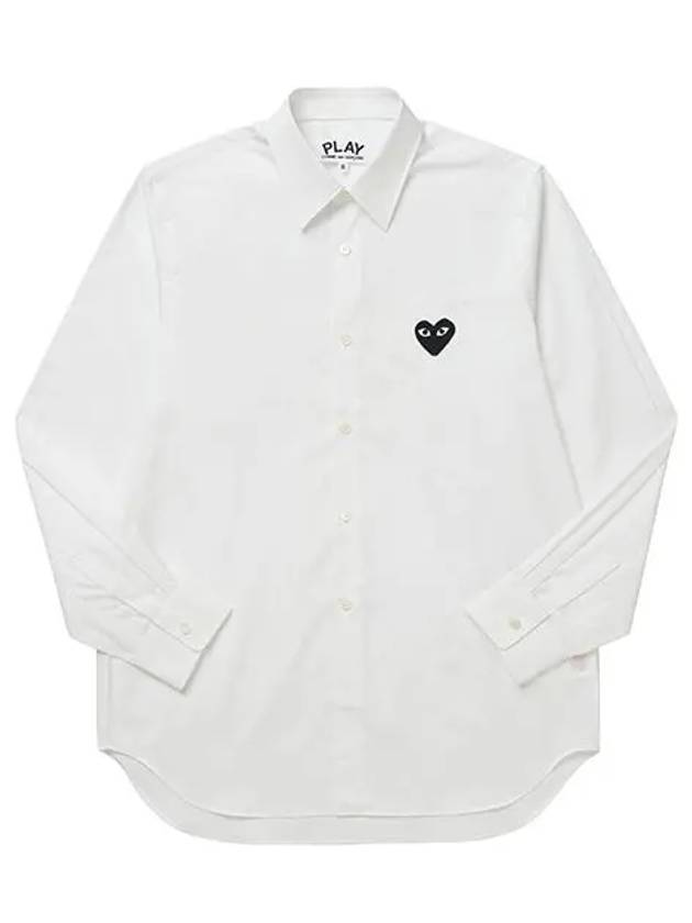 Play Black Heart Patch Long Sleeve Shirt White - COMME DES GARCONS - BALAAN 3