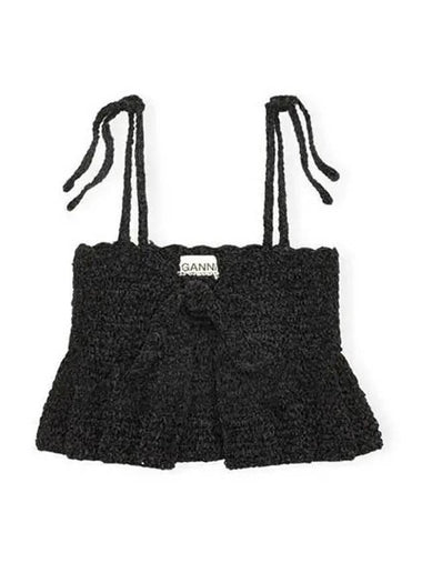 Bustier Women s Velvet Crochet Strap Top Black Purple - GANNI - BALAAN 1