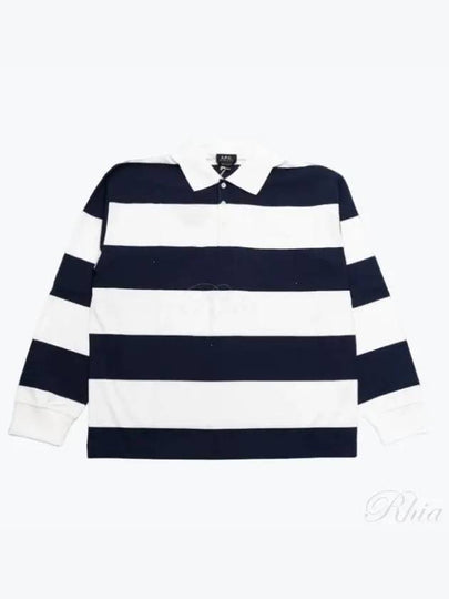 Riley Striped Long Sleeve Polo Shirt Navy White - A.P.C. - BALAAN 2