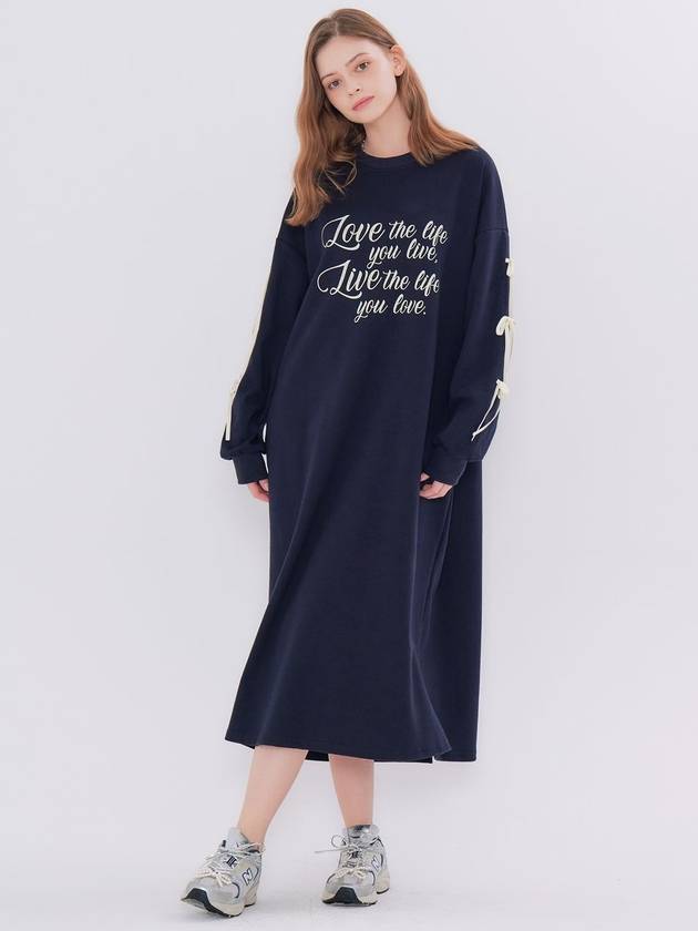 Ribbon Detail Long Dress Navy - METAPHER - BALAAN 3