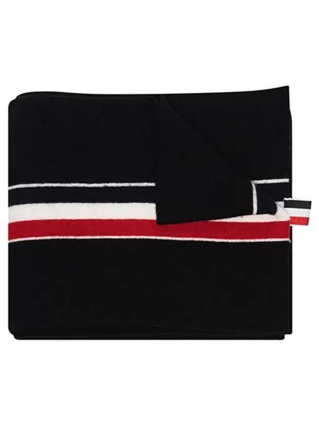 Men's Three Stripes Wool Muffler Black - THOM BROWNE - BALAAN.