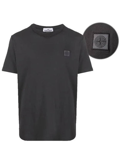 Logo Patch Chest Short Sleeve T-Shirt Charcoal - STONE ISLAND - BALAAN 2