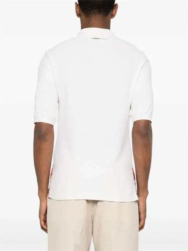 Pocket Silk Pique Polo Shirt White - THOM BROWNE - BALAAN 5