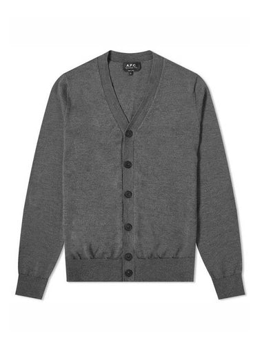 Samuel V-Neck Wool Cardigan Dark Grey - A.P.C. - BALAAN 1