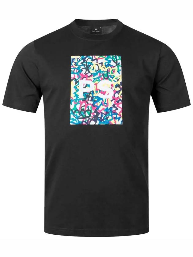 PS Colour Print Cotton Short Sleeve T-Shirt Black - PAUL SMITH - BALAAN 2