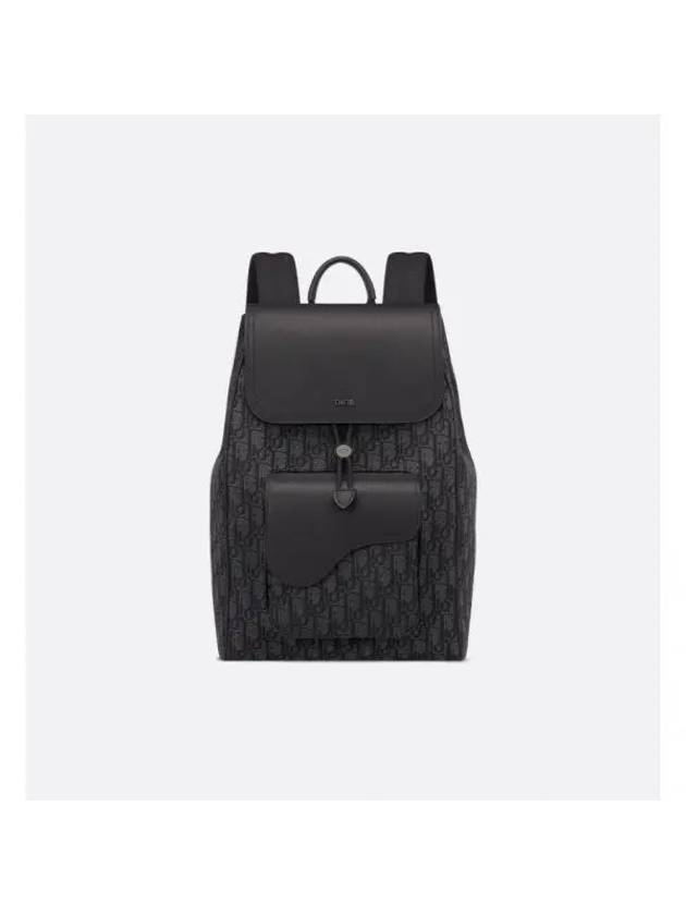 Saddle Oblique Jacquard Calfskin Backpack Black - DIOR - BALAAN 1