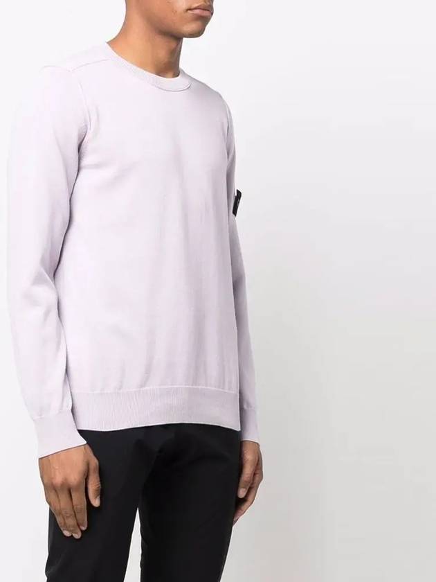 Wappen Patch Crew Neck Soft Cotton Knit Top Pastel Pink - STONE ISLAND - BALAAN 4