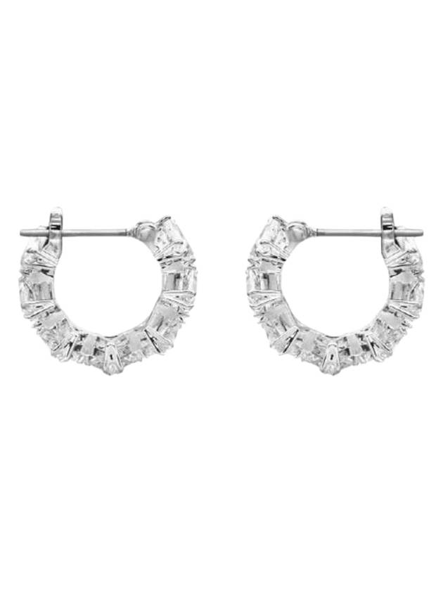 Matrix Triangle Cut Small Hoop Earrings Silver - SWAROVSKI - BALAAN 1