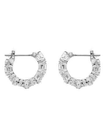 Matrix Triangle Cut Small Hoop Earrings Silver - SWAROVSKI - BALAAN 1