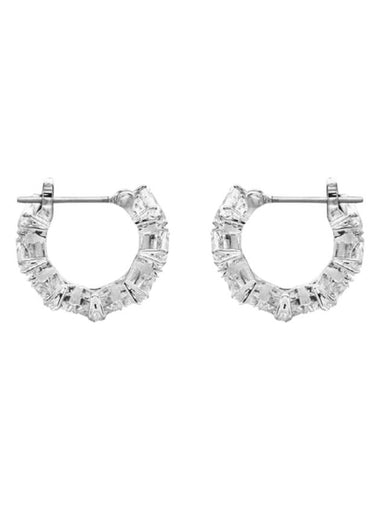 Matrix Triangle Cut Small Hoop Earrings Silver - SWAROVSKI - BALAAN 1