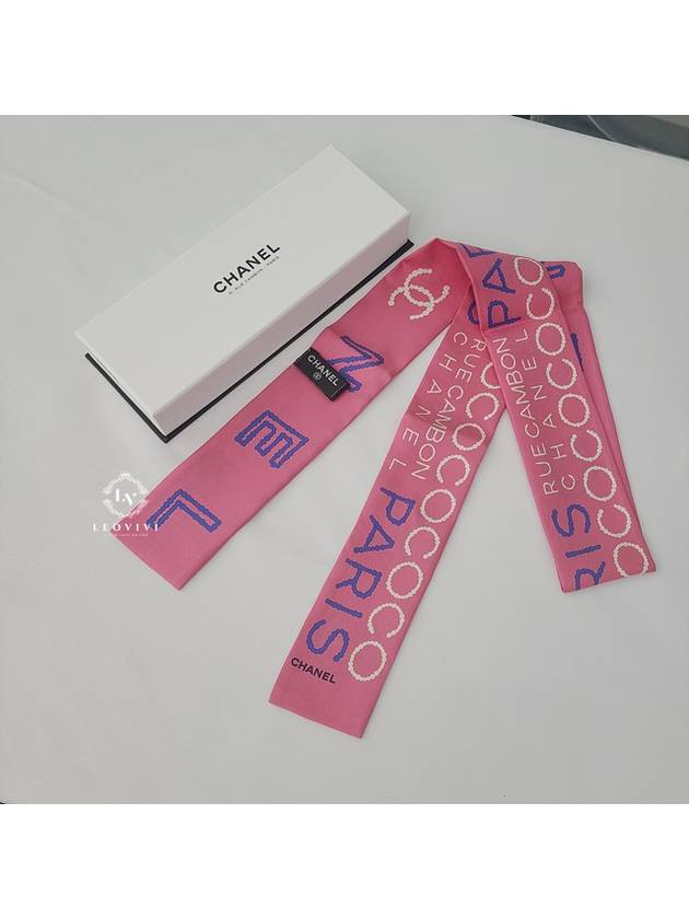 Cambon Package CC Logo Twilly Scarf Bandeau Silk Pink AA9037 - CHANEL - BALAAN 8