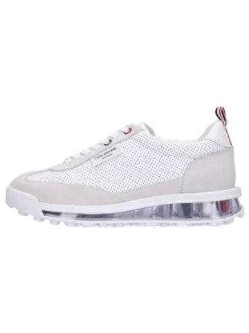 Vitello Calf Clear Sole Tech Runner White Sneakers - THOM BROWNE - BALAAN 1