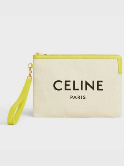 Logo Strap Small Pouch Bag White Yellow - CELINE - BALAAN 2