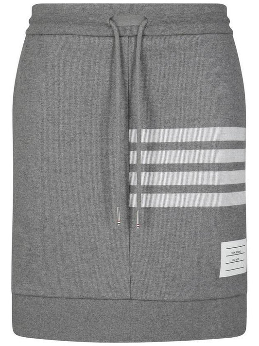 Double Face 4 Bar Knit Mini A Line Skirt Grey - THOM BROWNE - BALAAN 1