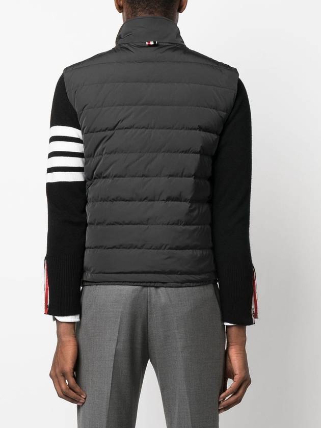 4 Bar Poly Twill Down Vest Charcoal - THOM BROWNE - BALAAN 4