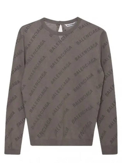 Allover Logo Pattern Knit Top Dark Beige - BALENCIAGA - BALAAN 2