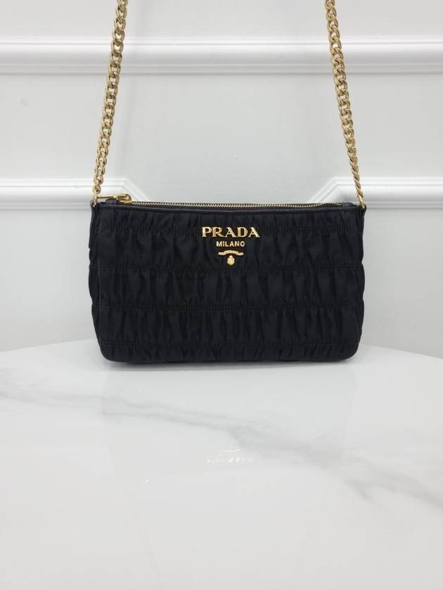 Nylon Goffret Black Chain Shoulder Bag 1BH152 - PRADA - BALAAN 1