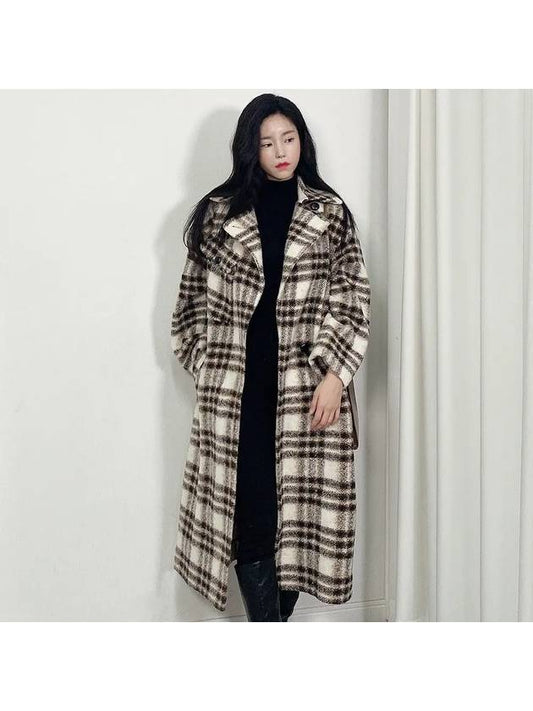 Gingham Check Double Coat Brown - ISABEL MARANT ETOILE - BALAAN 2