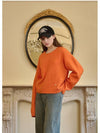 Women's Elated Wool Semi-Crop Knit Top Orange - MICANE - BALAAN 5