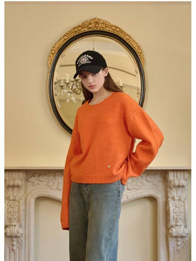 Women's Elated Wool Semi-Crop Knit Top Orange - MICANE - BALAAN 5