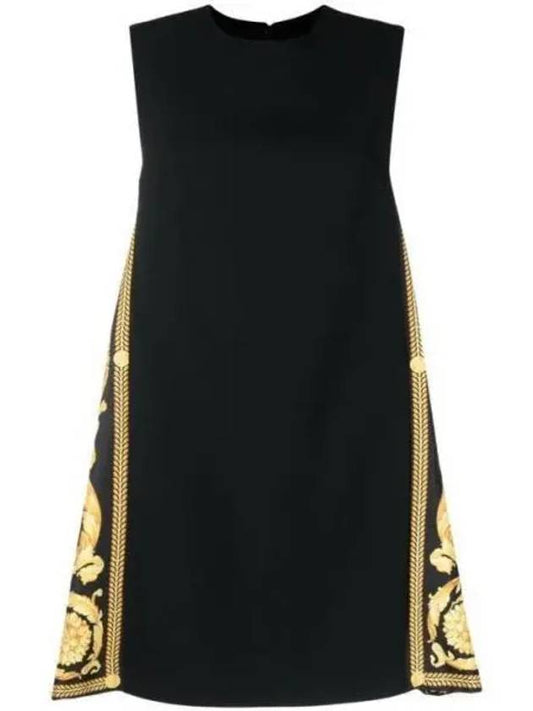 Barocco Panel Shift Short Dress Black - VERSACE - BALAAN 2